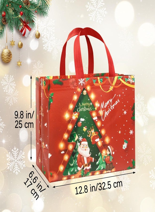 DaiUni 8 Pack Christmas Gift Bags Reusable Large Christmas Tote Bags, Non-Woven Xmas Bags with Handles for Gift Wrapping, Party Favor Supplies, 12.8"×9.8"×6.7" - Image 2